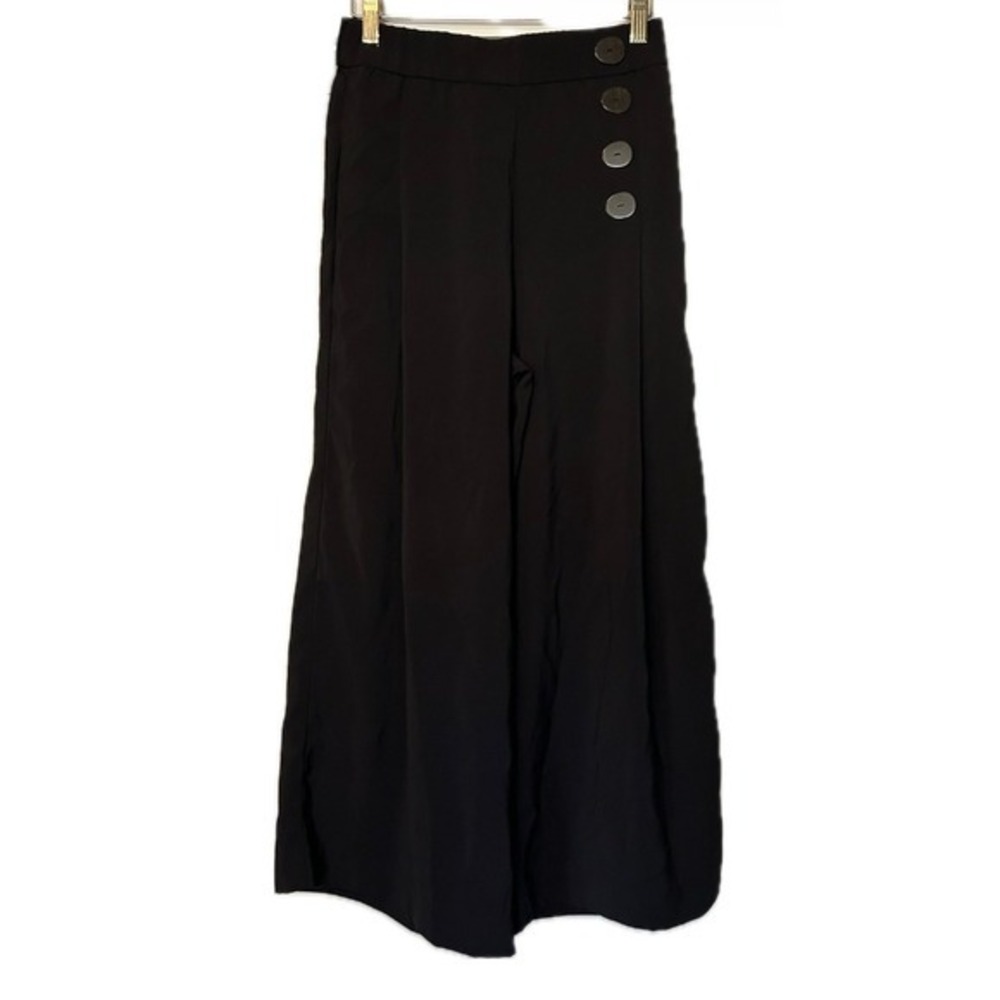 Zara Wide Leg Sailor Style Pleated Pants. Pockets. Elastic Waist Women's Size S - Picture 3 of 14